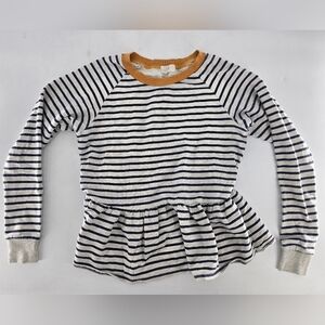 T.La Navy and White Striped Ruffle Top - Made in USA Sz: XS